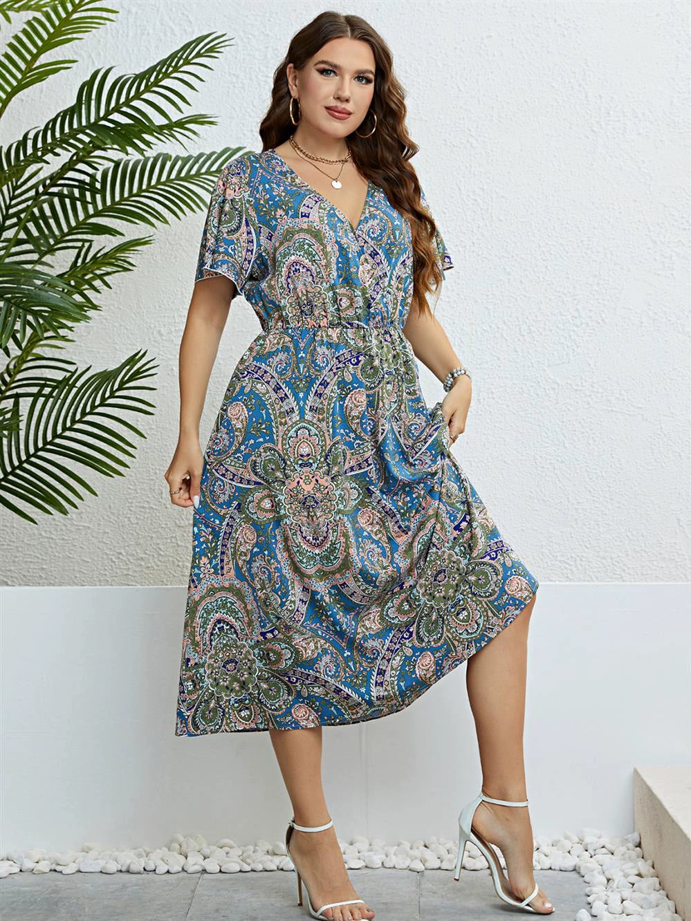 Summer Summer V-neck Waist-Controlled Slimming Dress