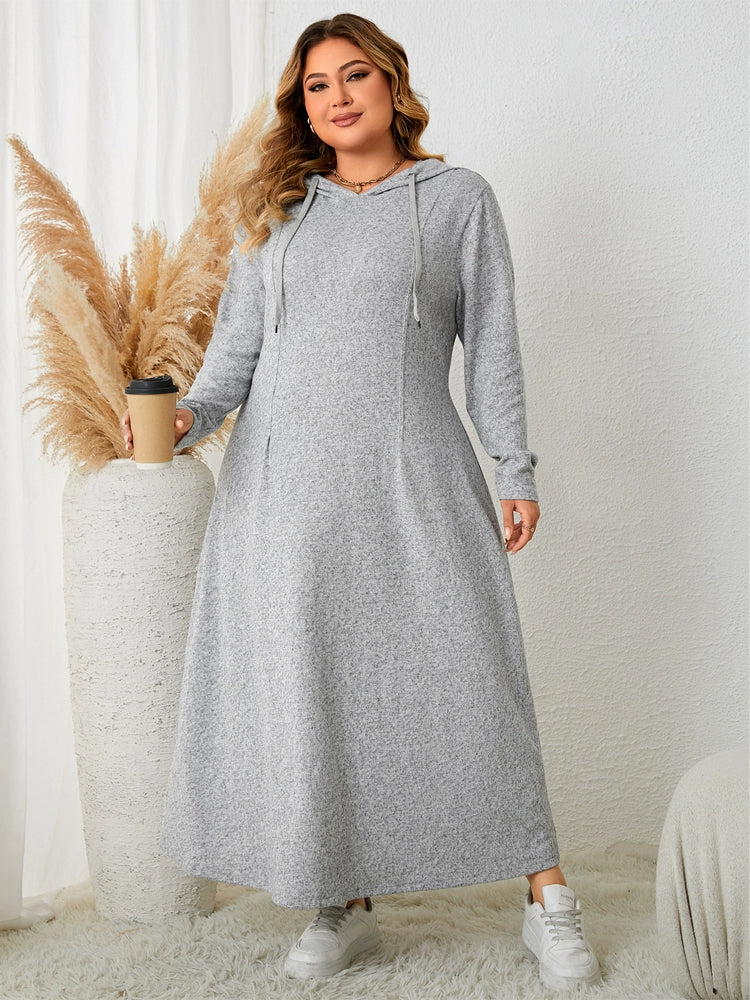 Plus-Size Women's Hooded Casual A- Line Dress for Curvy Girls