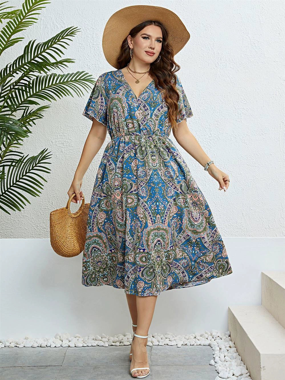 Summer Summer V-neck Waist-Controlled Slimming Dress