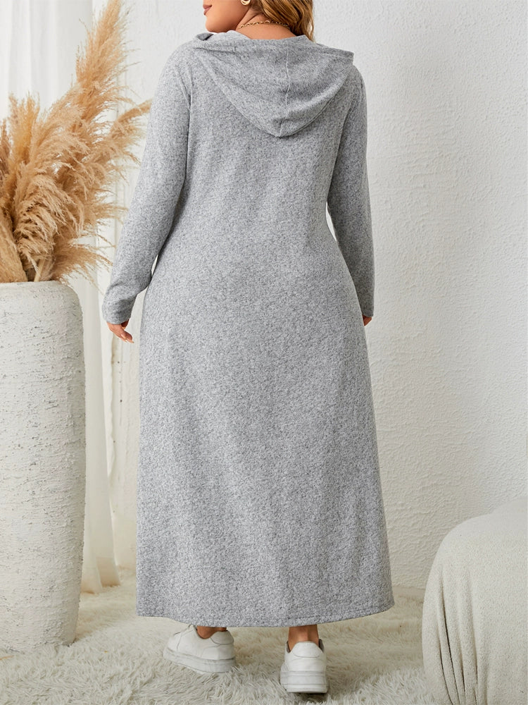 Plus-Size Women's Hooded Casual A- Line Dress for Curvy Girls