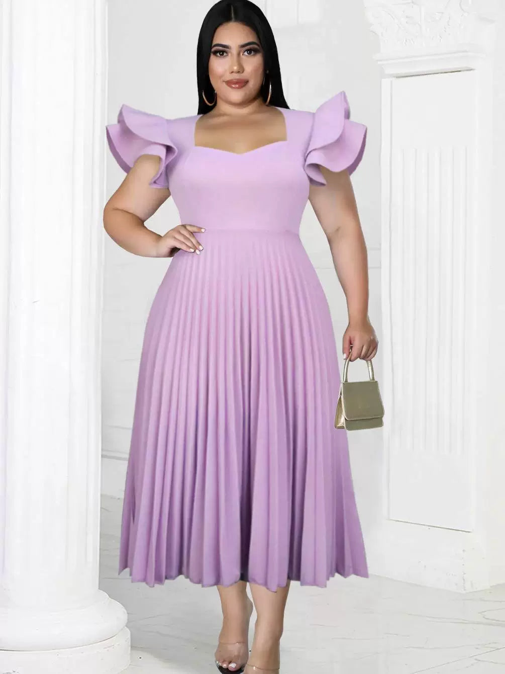 Fashion Plus Size Elegance Elegant Pleated Dress plus Size Elegant Pleated Dresses